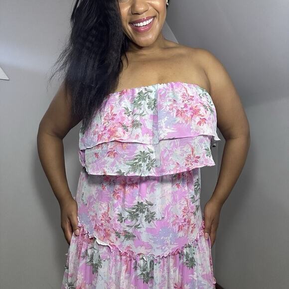 Express Floral Maxi Dress Large Tiered Fairy Coquette Cottagecore Ruffles Flowy - Picture 6 of 9